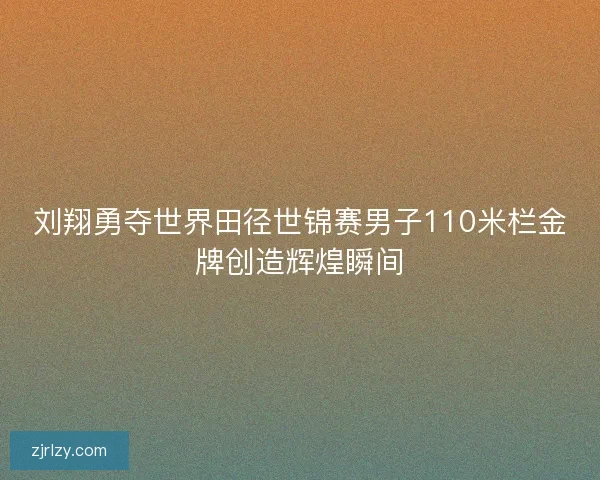 刘翔勇夺世界田径世锦赛男子110米栏金牌创造辉煌瞬间